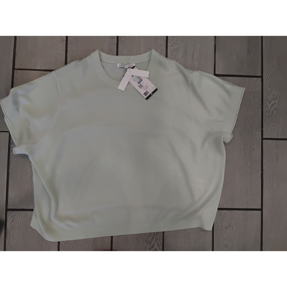 Edited x Hunter McGrady 5X Celadon Green Short Sleeve Knit Sweater 7ERW8031